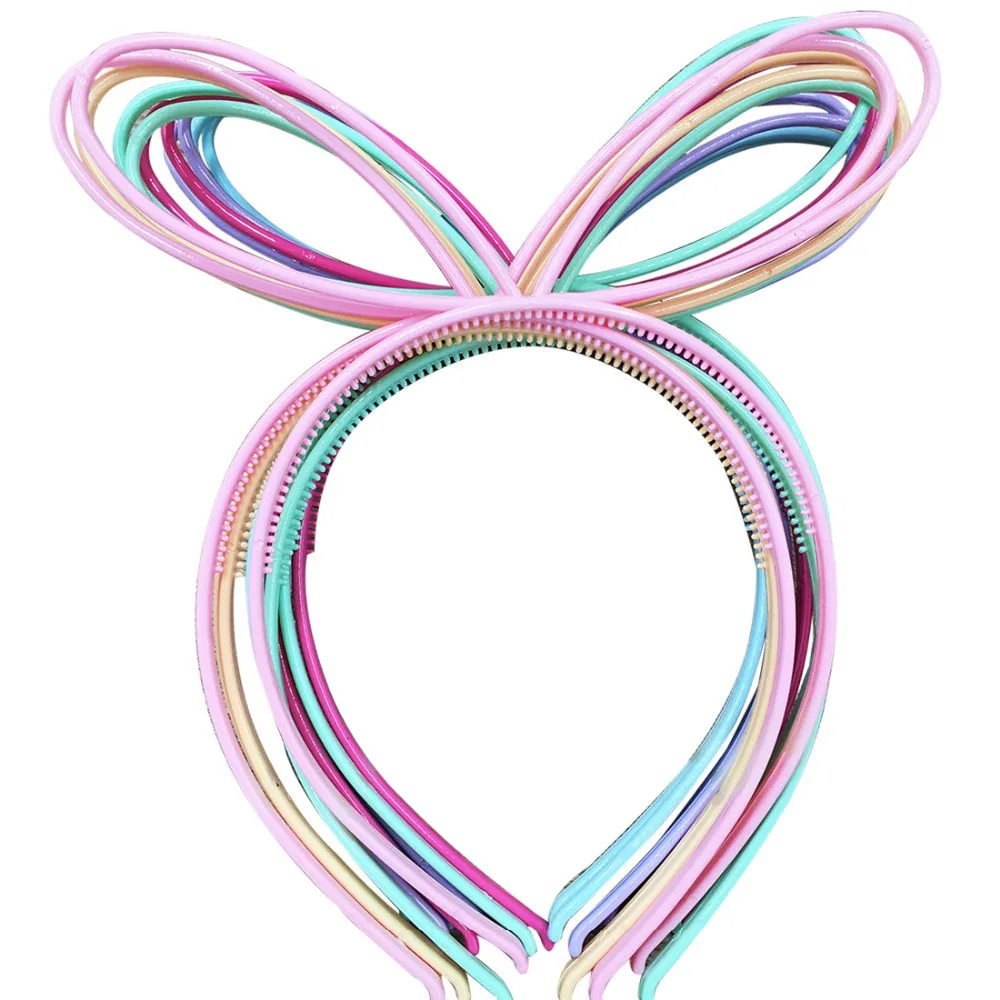 

XIMA 12pcs Rabbit Ears Plastic Girls Headbands ABS Head Bands Tiaras Children Headwear School Hairbands Spring Colors Mix GHB022