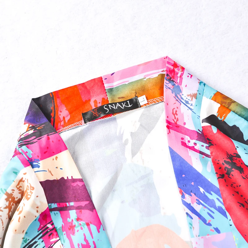 OSCN7 المطبوعة كيمونو سترة قميص الرجال الشارع 2019 كوريا كم الربع الثالث معطف قمصان Harujuku رجل قميص 686