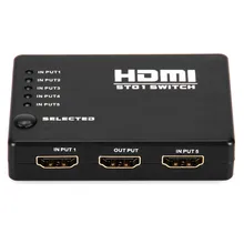 1Set Mini 5 Port 1080P Video HDMI Switch Switcher HDMI Splitter with IR Remote splitter box for HDTV PS3 DVD + IR Remote