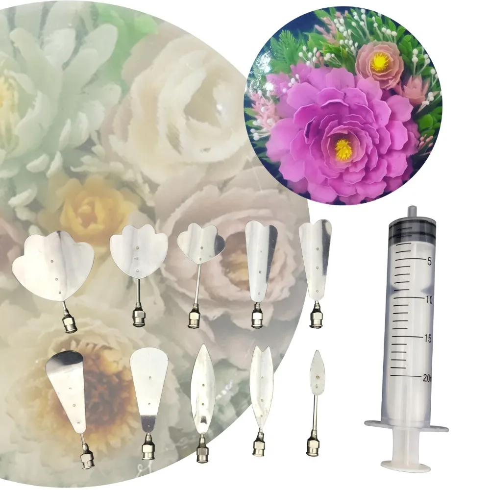 

11pcs/set 3D Jelly Flower Art Tools Jelly Cake Gelatin Pudding Nozzle Syringe Russia Nozzle Set Cake Decorating Tools I
