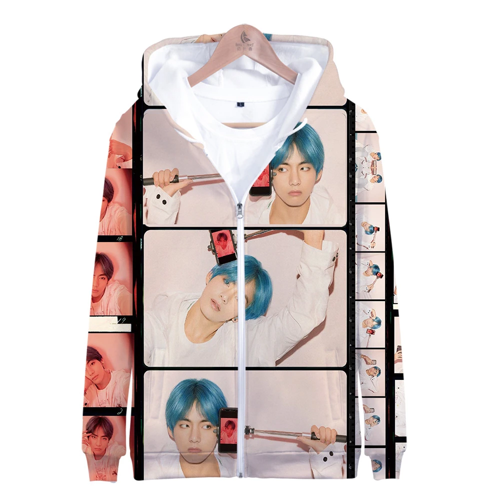 

Fashion HIP HOP KPOP new album Zipper Kpop 3D Print Bangtan Casual Zipper Hipster Hooded Sweatshirt Free Shipping