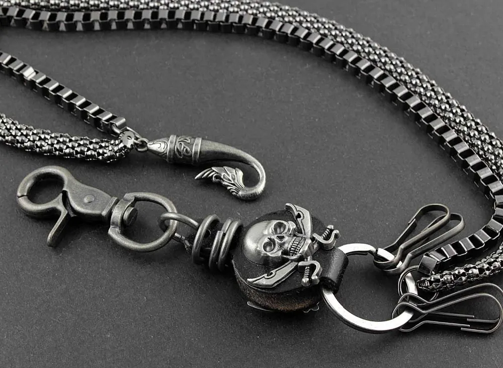 Мужской кошелек цепочка с защитой от кражи и черепами|purse chain|chain menchain wallet chains |