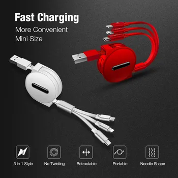 

Multi USB Charger Cable 3 in 1 Multiple Charging Cord Adapter with Mini Type C Micro USB Port DJA99