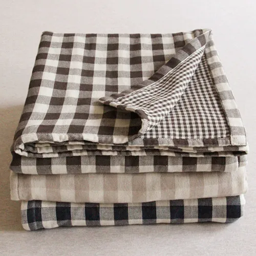 

High Quality Summer Three Layer Gauze 100%  Cotton Blanket Air Conditioning Blanket Sofa Blanket Comforter Three Colors