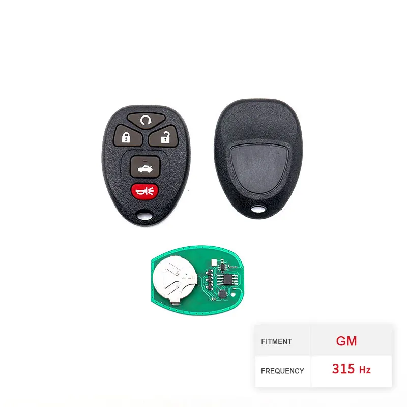 

Dzanken 5 Buttons Remote Car Key 315MHZ For Buick Chevrolet GMC Terraza& Transponder Chip& Uncut Blade