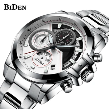 

BIDEN Chronograph New Sport Watch Men Top Luxury Quartz Wrist Watches Clock Men Relogio Masculino Army Military Wristwatch