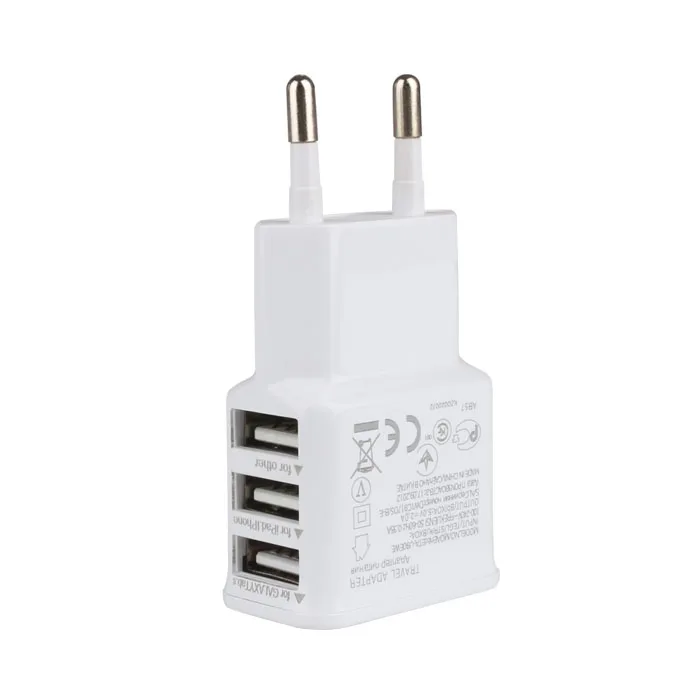 Зарядное устройство с 3 usb-портами, штепсельная вилка европейского стандарта, выходной адаптер питания 5 В, 2 А, используемый для iPhone, iPad, samsung и других мобильных телефонов, планшетных ПК