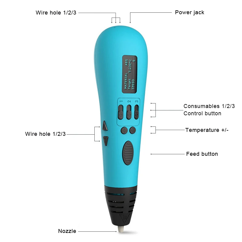 

Multicolor 3D Printer Pen Scribble ABS Filament Pen Birthday Gift for Arts Crafts Dropshipping