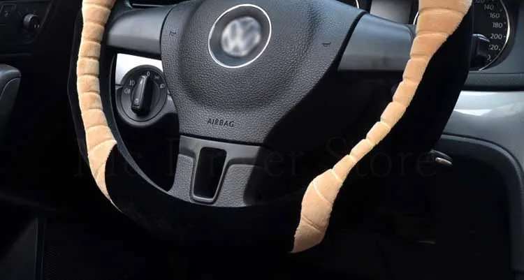 Cobertura de Volante de Pelúcia Capas de Rodas de Automóvel Transporte da Gota Inverno Cores Pele Carro Volante Case 35 - 36 37 38 39 40 cm 6 21 Capas p direção