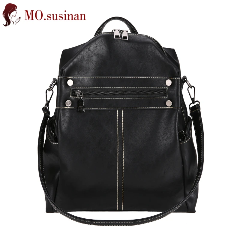 

Multifunctional women leather backpack school 2019 female student bagpack fashion Ladies shoulder rucksack Young women back pack