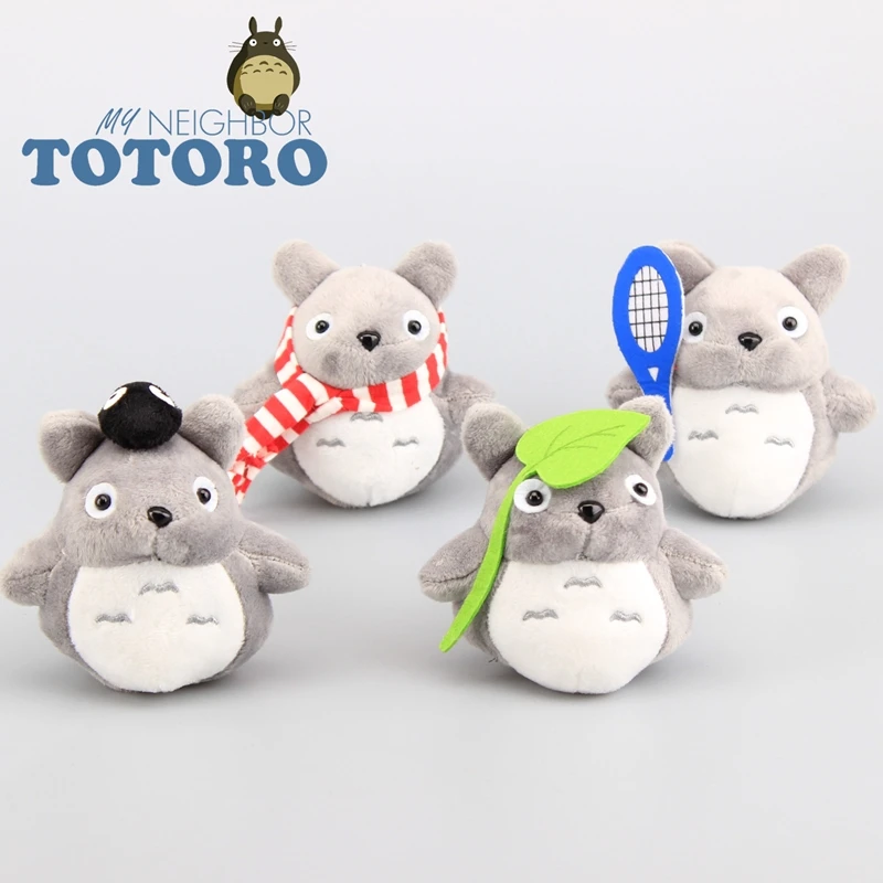 

4 Pcs Mini Totoro Kawaii Plush Pendant with Keychain Cute Sporty Totoro Bag Accessories Lovely Gift