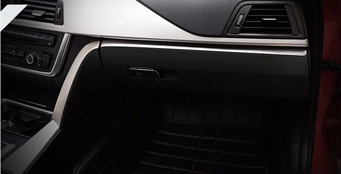 Car styling co-pilot storage box cover trim strips stainless steel toolbox trim sequin 3D sticker for BMW 34 series GT 328i (13)