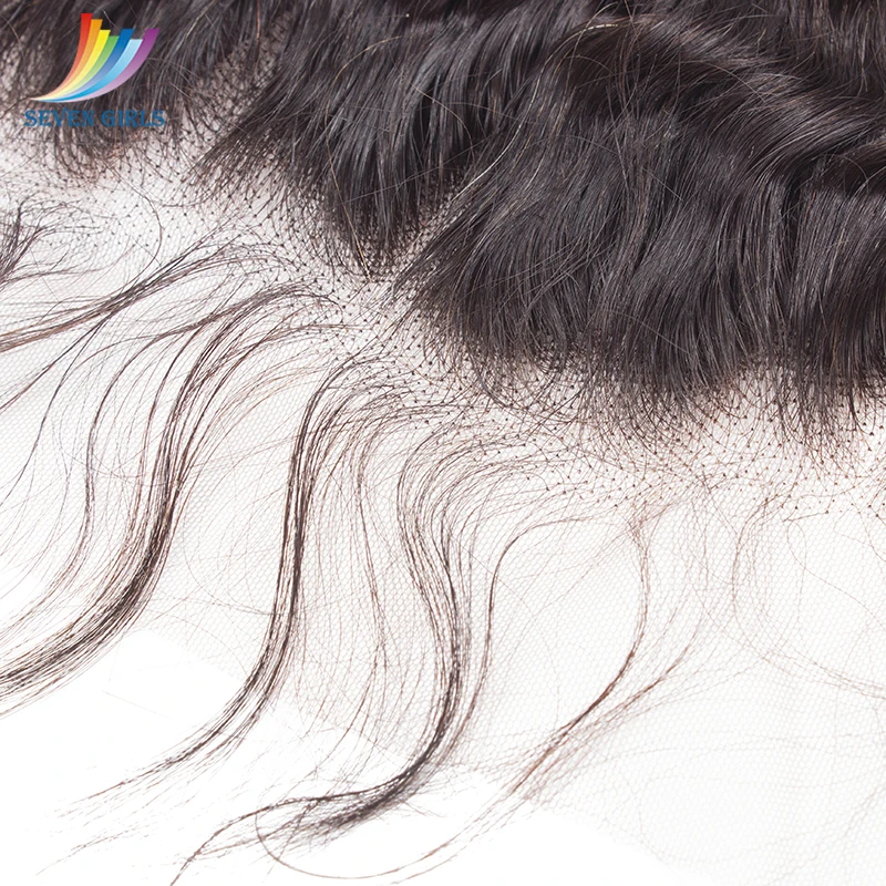 Sevengirls Peruvian Deep Wave Hair 13*4 Lace Frontal Closure With Baby Hair Virgin Human Hair Free/Middle/Three Part Closure