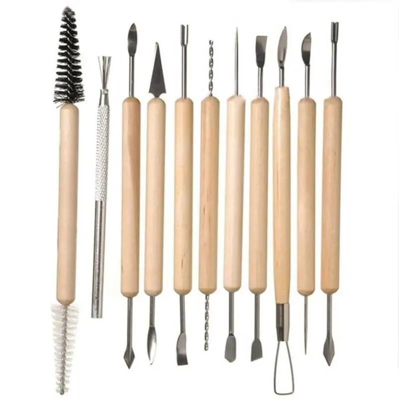 

11Pcs/Set Clay Sculpting Sculpt Smoothing Wax Carving Pottery Ceramic Tools Polymer Shaper Modeling Carved Tool