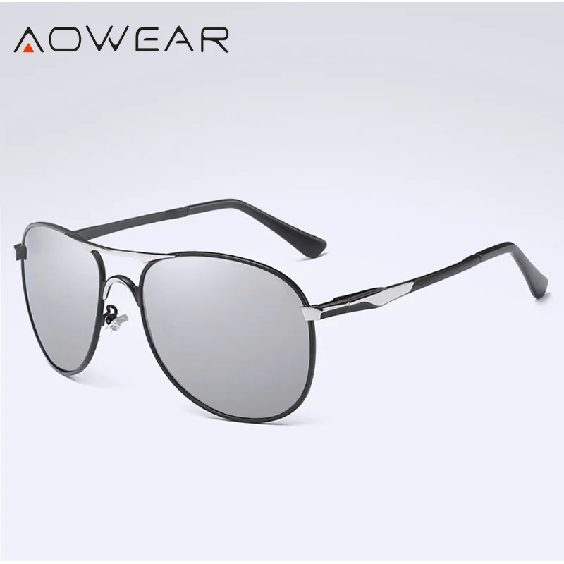 C5 Silver AOWEAR Ретро поляризационные солнцезащитные очки мужские очки для вождения мужские брендовые дизайнерские солнцезащитные очки для пилота Oculos Gafas De Sol A30 - Цвет линз: C5 Silver