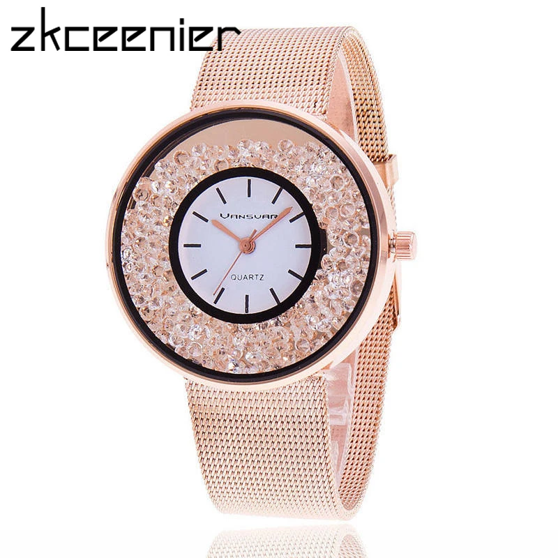 

Fashion Luxury Rhinestone Women Watches Stainless Steel Rose Gold Silver Color Brand Quartz Watch Valentine Gift Accessories