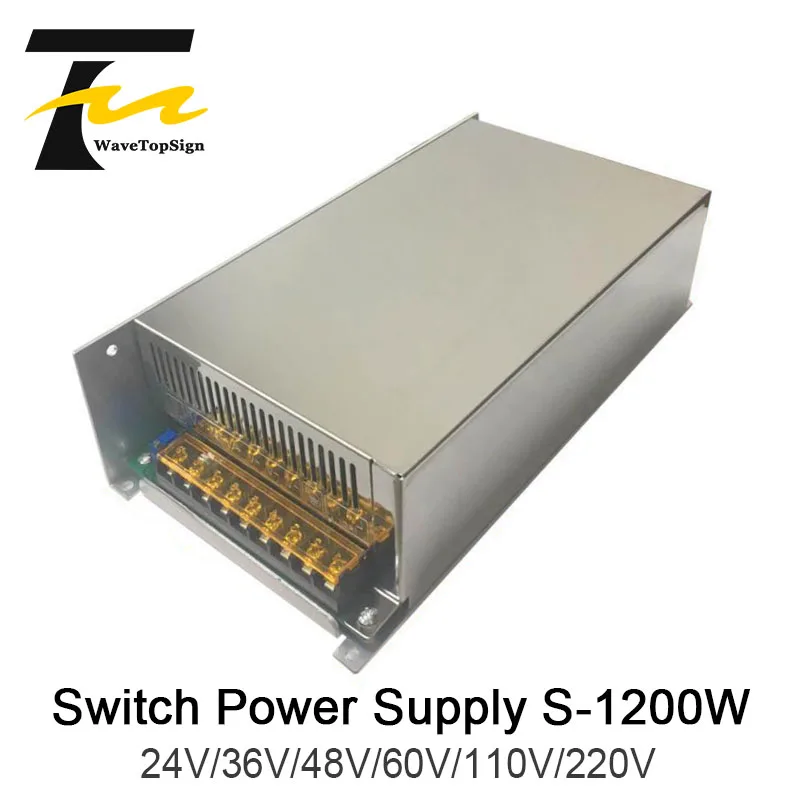 

WaveTopSign 1200W DC Regulated Voltage Adjustable High Power Switching Power Supply Output VDC 24V 36V 48V 60V 110V Input AC220V