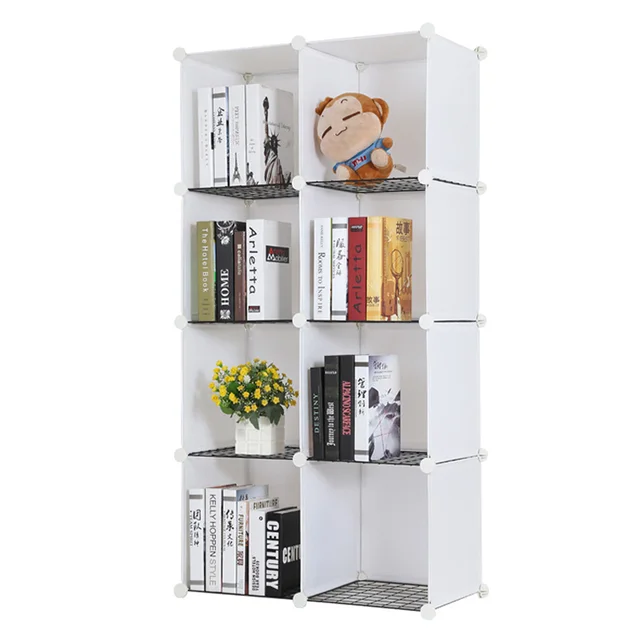 COSTWAY Simple Resin Plastic Bookshelves DIY 8 Grid Portable Bedroom