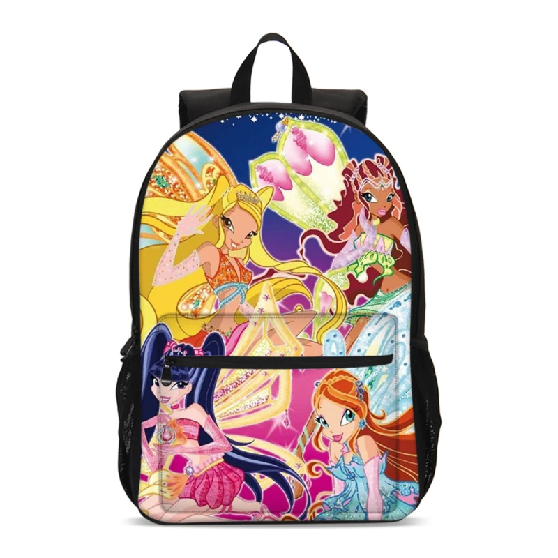 

Anime Winx Club Large School Bags For Teenage Girls Laptop Backpack Children Bookbag Primary School Backpack Mochila Grade 1-3