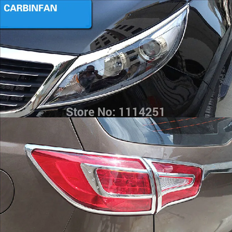 

Free shipping ABS Chrome Front + Rear Tail Light Lamp Cover Trim 4Pcs/Set For 2010 2011 2012 Kia Sportage r