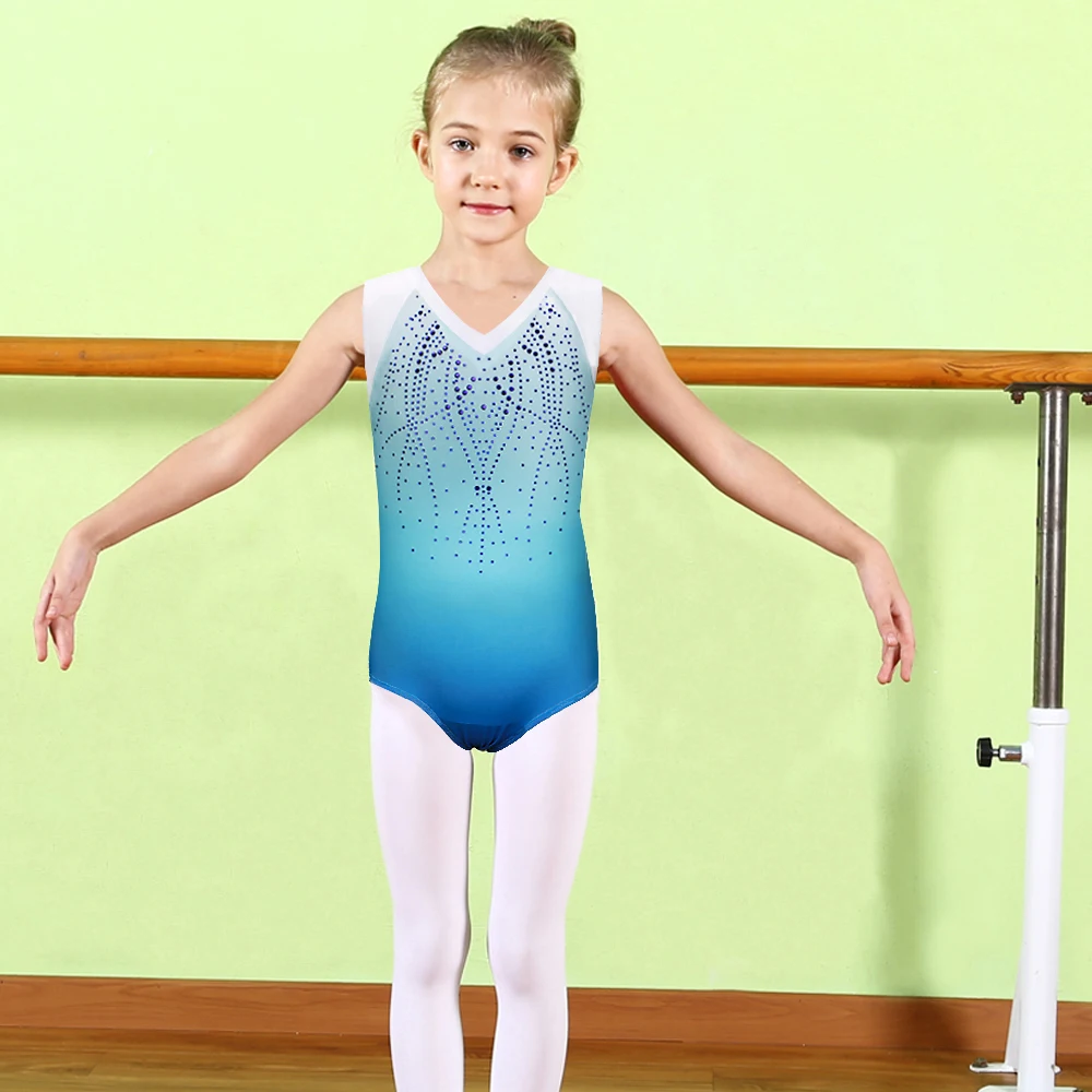 BAOHULU От 3 до 14 лет подростков без рукавов в стиле пэчворк гимнастическое трико Искра алмаз для девочек Купальник для балета, танцев для