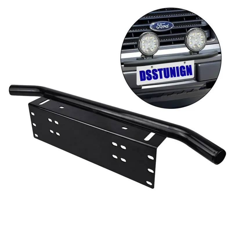 Universal Black Duty Offroad Bumper License Plate Mounting Bracket Fog Light New