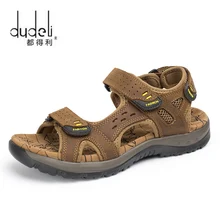 DUDELI/Лидер продаж; Новая модная летняя пляжная Мужская обувь для отдыха; высококачественные кожаные сандалии; мужские сандалии больших размеров; размеры 38-45