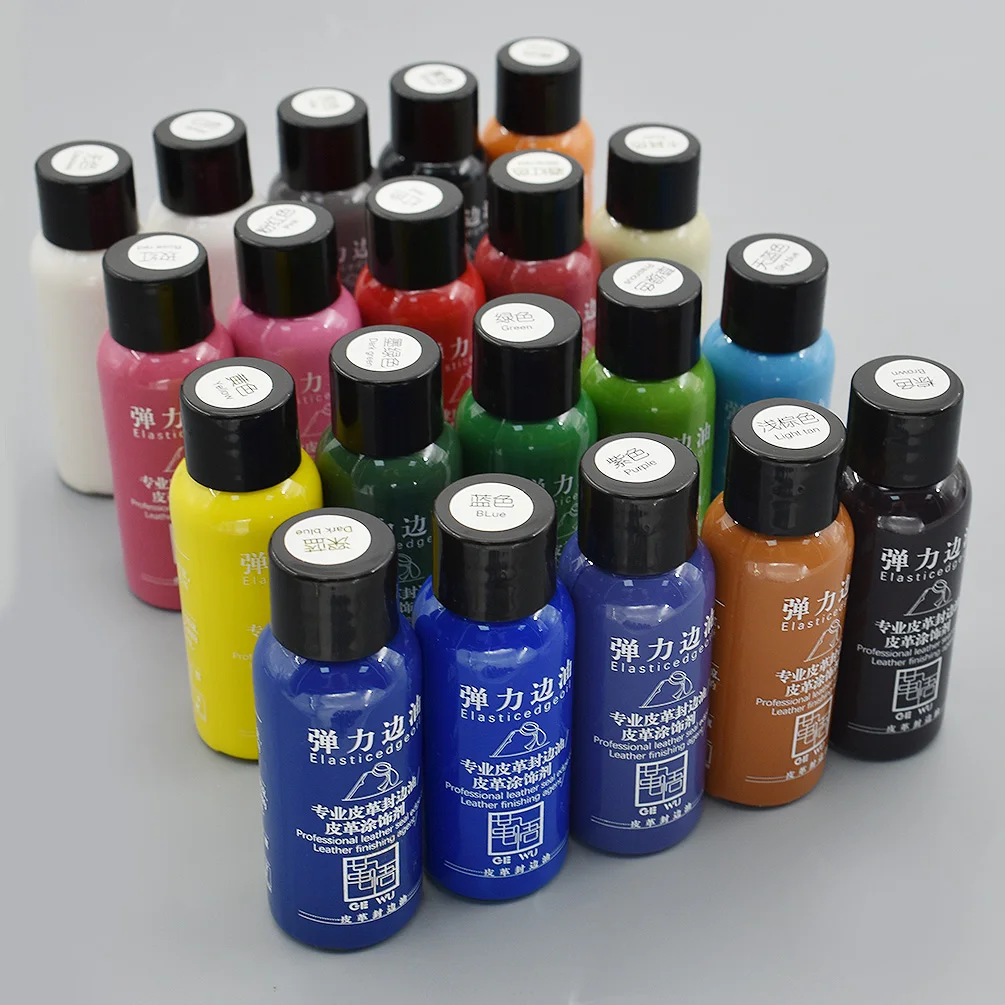 30ML 20 Colors DIY Leather Edge Paint Oil Dye Highlights Professional Paint Leather Craft Liquid Art Supplies