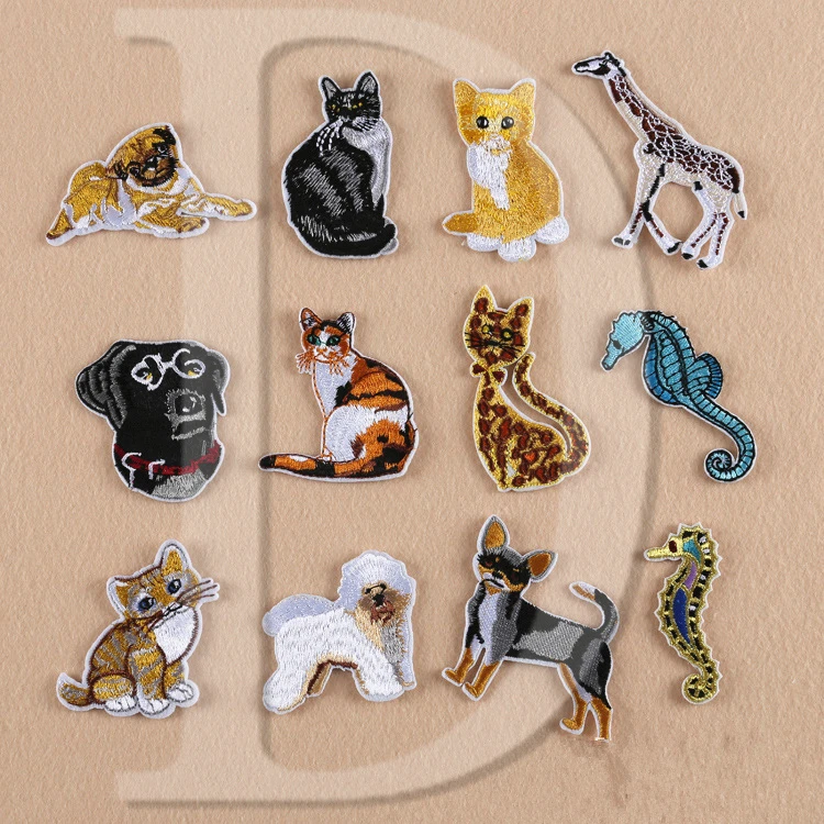 

1 PCS Labrador Patches for Clothing DIY Cat Stripes parches Iron on Embroidered Clothes Stickers Teddy Custom Badges @PP