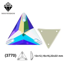 12 мм/16 мм/22 мм продукт высокое качество плоское стекло двойное отверстие пришивные стразы треугольные AB Цвет diy аксессуары