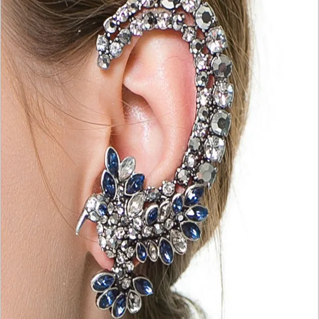 Buy 2015 Retro Blue Crystal Birds Ear Cuff Earrings