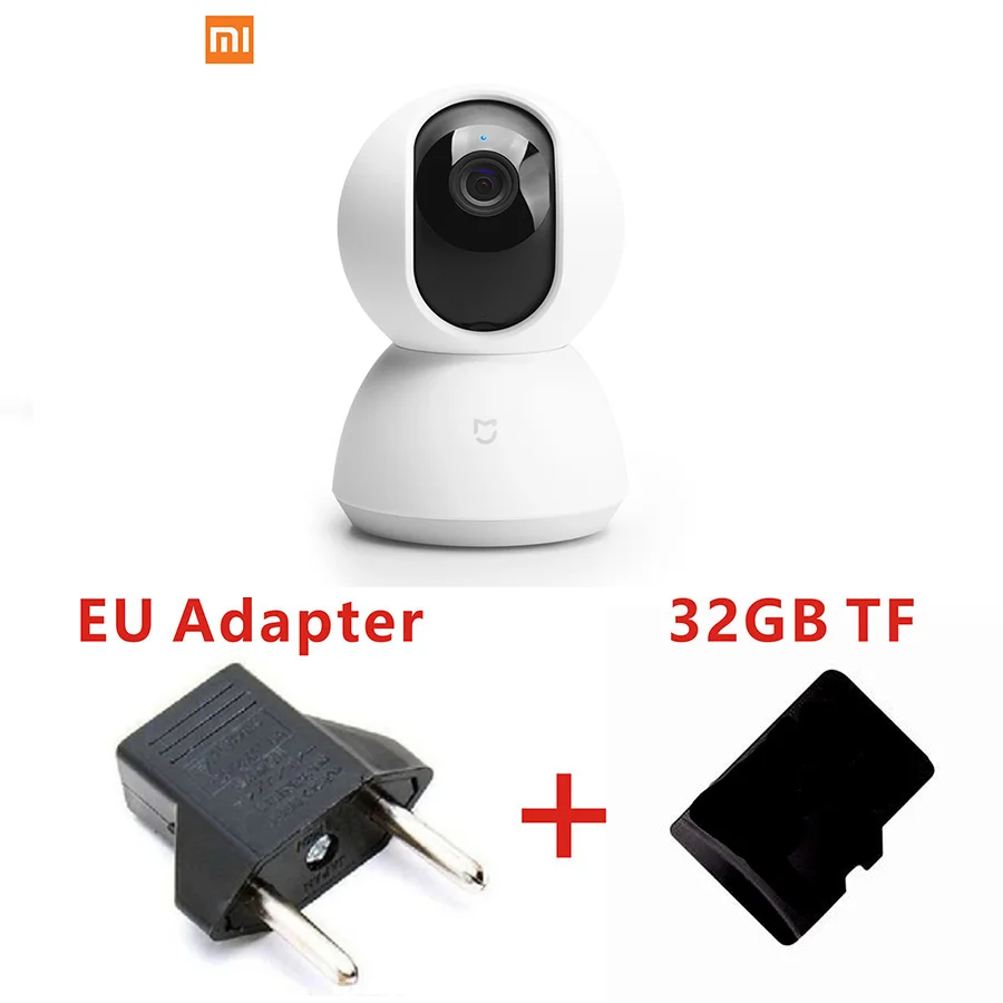 Оригинальная Xiaomi mi jia умная домашняя камера безопасности 1080P HD 360 градусов камера ночного видения IP камера Wi-Fi для управления приложением mi Home - Цвет: camera 32GB EU