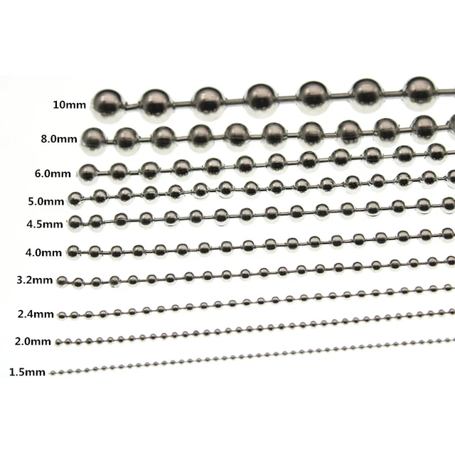 Stainless Steel Beaded Ball Chain Bulk Ball Bead Chains For DIY Necklaces  Jewelry Making Accessories 1.5 2 2.4 3 4 5 6 8 10 mm