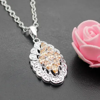 

Hermosa Jewelry Pretty Football Orange Morganite Silver Color Necklace Pendants 35MM HP079