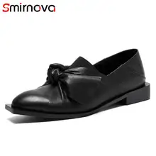Smirnova/ г. новые модные туфли на плоской подошве из натуральной кожи с бантом женские лоферы с острым носком Летняя обувь без шнуровки повседневная обувь размер 34-42