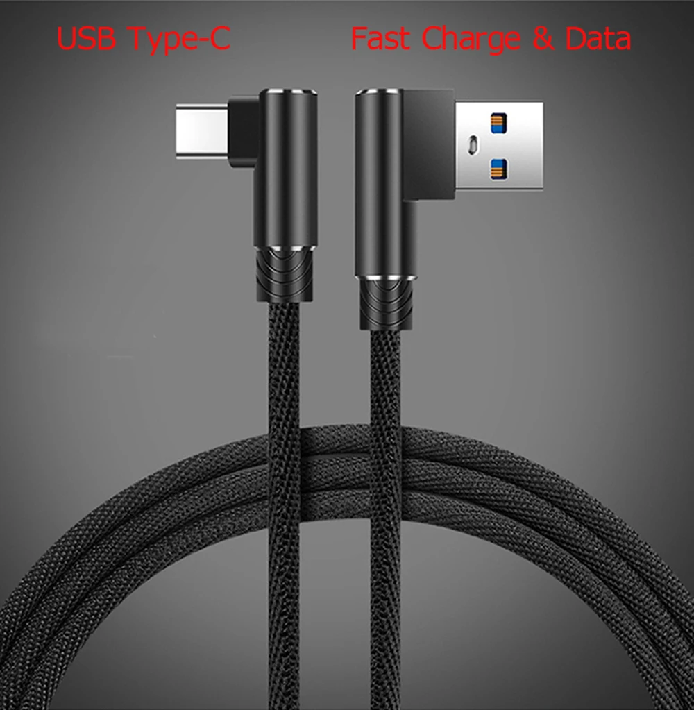 Usb 3.1 Type C плетеная ткань 90 градусов быстрое зарядное устройство кабель для