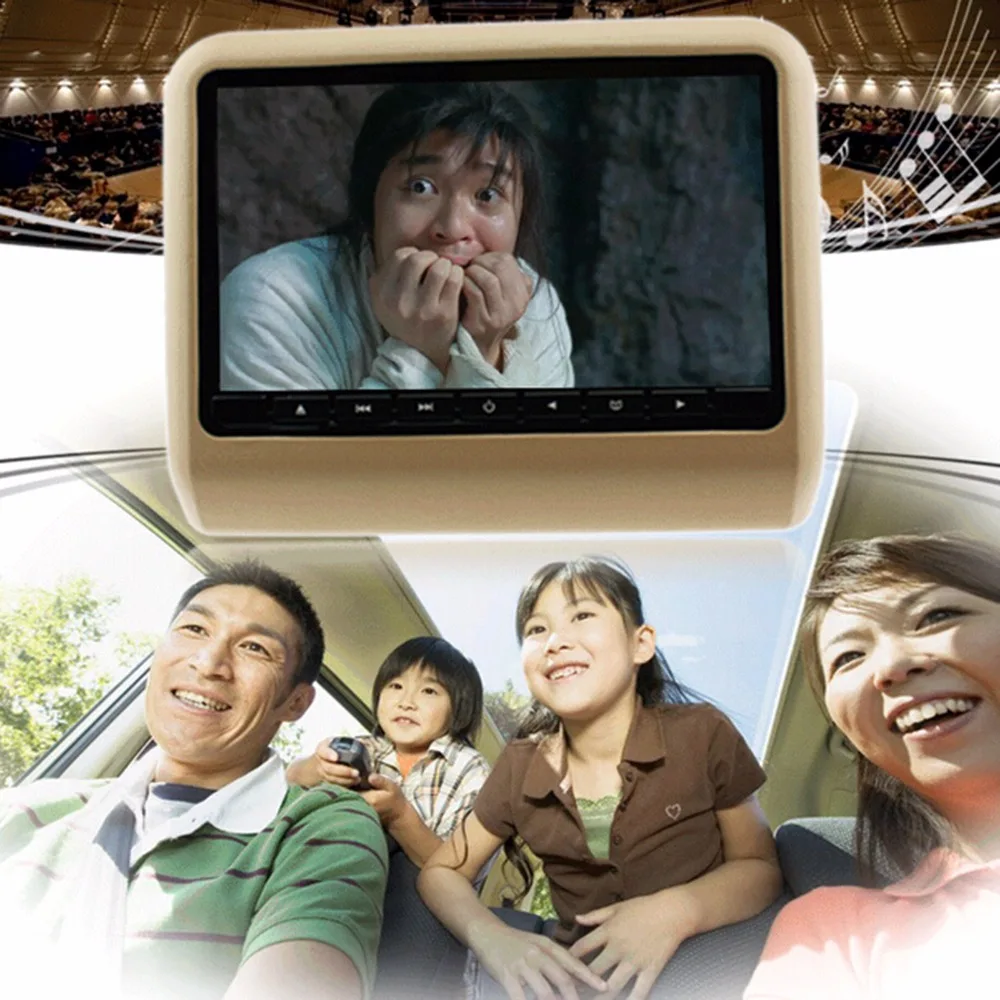 Автомобильный Стайлинг 2 шт. DHL подголовник автомобиля dvd-плеер 9 дюймов SD плеер Подушка монитор ЖК-экран задний монитор полная функция