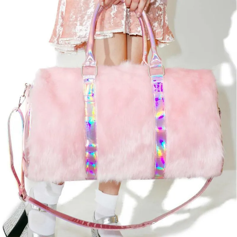 

Super Seabob 2018 New Pattern Fashion Laser Pink Colour Handbag Casual Patchwork Travelling single shoulder Bag Women DA278