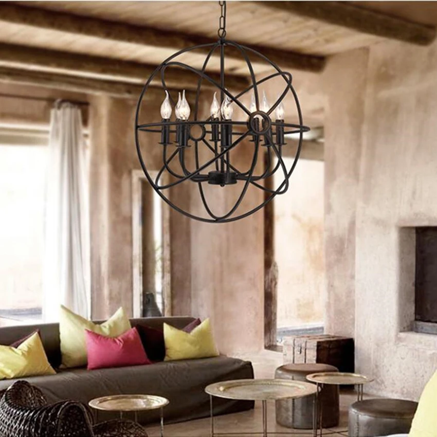 

Vintage Art Iron Chandeliers Lighting Nordic Loft LED Pendant Lamps Living Room Restaurant Bedroom Cafe Bar Decor Hanging Lights
