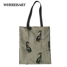 WHEREISART женская сумка для покупок с принтом «Грейхаунд» на заказ, Женская Холщовая Сумка на плечо, хлопковая, красивая, для девушек, друзей, подарок