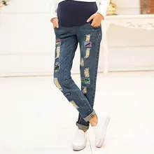 Большие размеры женские жира мм талии джинсы Штаны джинсы для беременных беременные Штаны