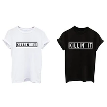 Women Girl Summer Letters Print Short Sleeve Tops T Shirts Loose Casual Tee lace panel sleeve girl print tee