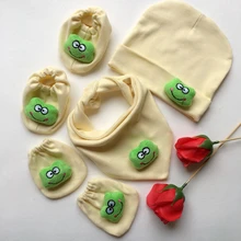 Для новорожденных милый варежки Анти-Царапины наборы хлопковый мягкий теплый варежки для новорожденных, шляпа, нагрудник 4 шт наборы с варежками