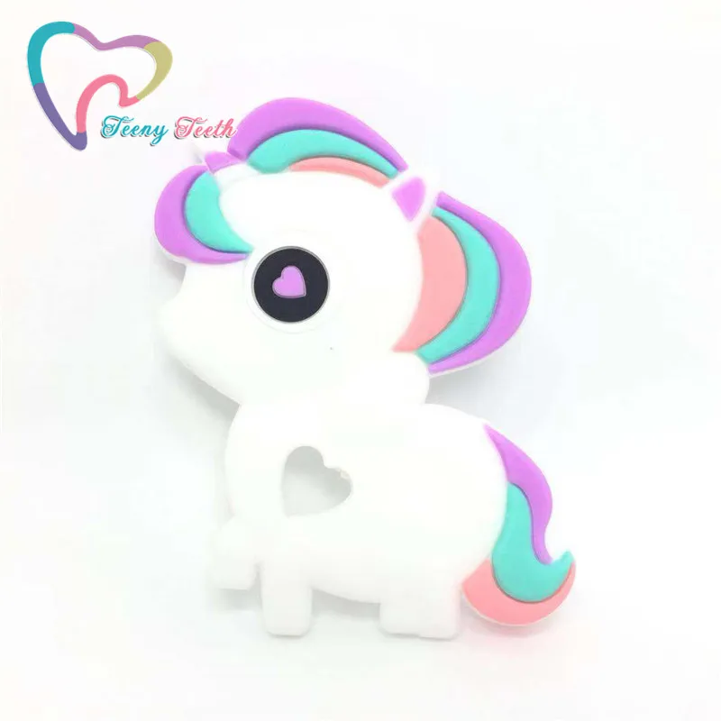 

Teeny Teeth 1 PC Silicone Unicorn Teether BPA Free DIY Baby Pacifier Chain Food Grade Silicone Beads Toy Teething Gift Pendant