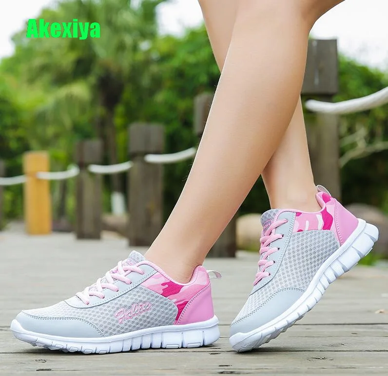 

Akexiya 2018 New Light Sneakers Women Summer Breathable Mesh Ladies Casual Shoes Woman Walking Outdoor Sport Comfortable Flats