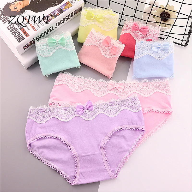 ZQTWT Hot Cotton Panties Low Rise Cute Bowknot Cotton Panties Women