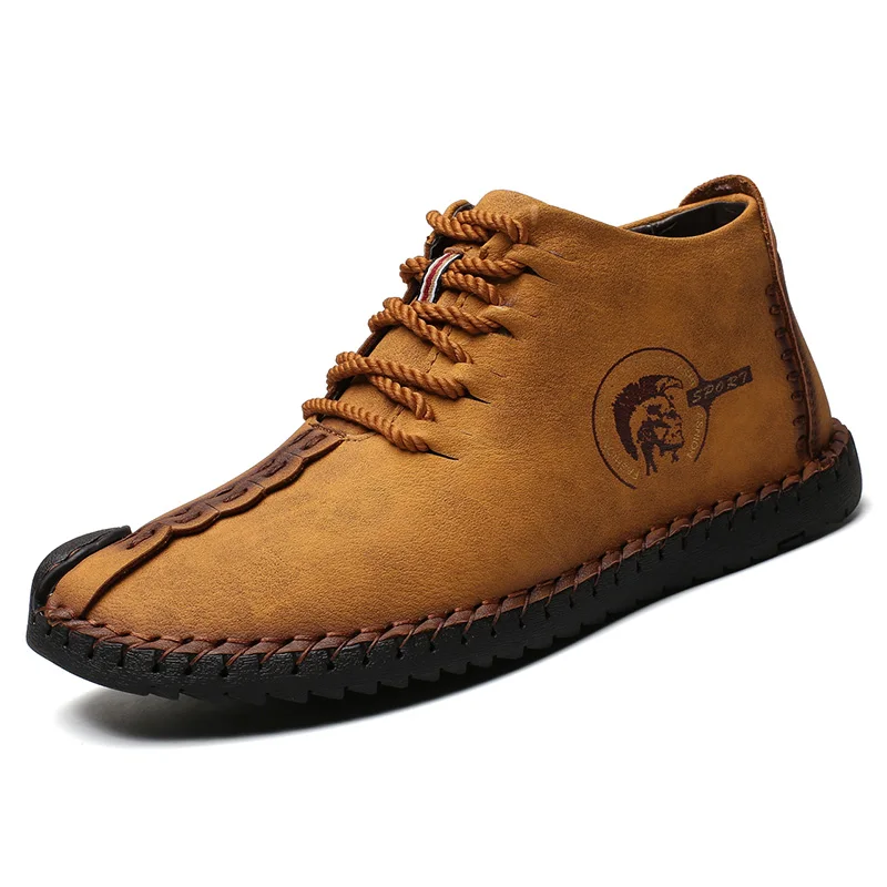 

2019 Fashion Men Boots High Quality Split Leather Ankle Snow Boots Shoes Warm Fur Plush Lace-Up Winter Shoes Plus size 48 13