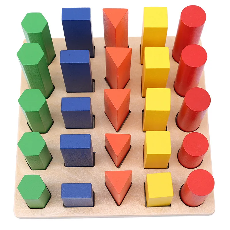 Детские игрушки Монтессори Геометрическая лестница деревянные игрушки обучающая палочка для раннего обучения деревянные блоки сенсорные Обучающие приспособления деревянные игрушки