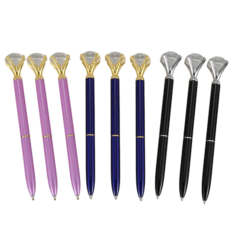 

9 pcs Kawaii Crystal Ball Pens Ballpoint Girl Ballpoint Pens Pens For School Stationery Supplies