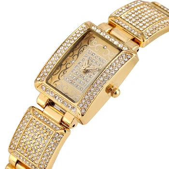 

Practical Attractive Diamond-encrusted Quartz Watch Movement for Women Luminescent Function Unique Square Watch Dial Wristwatch